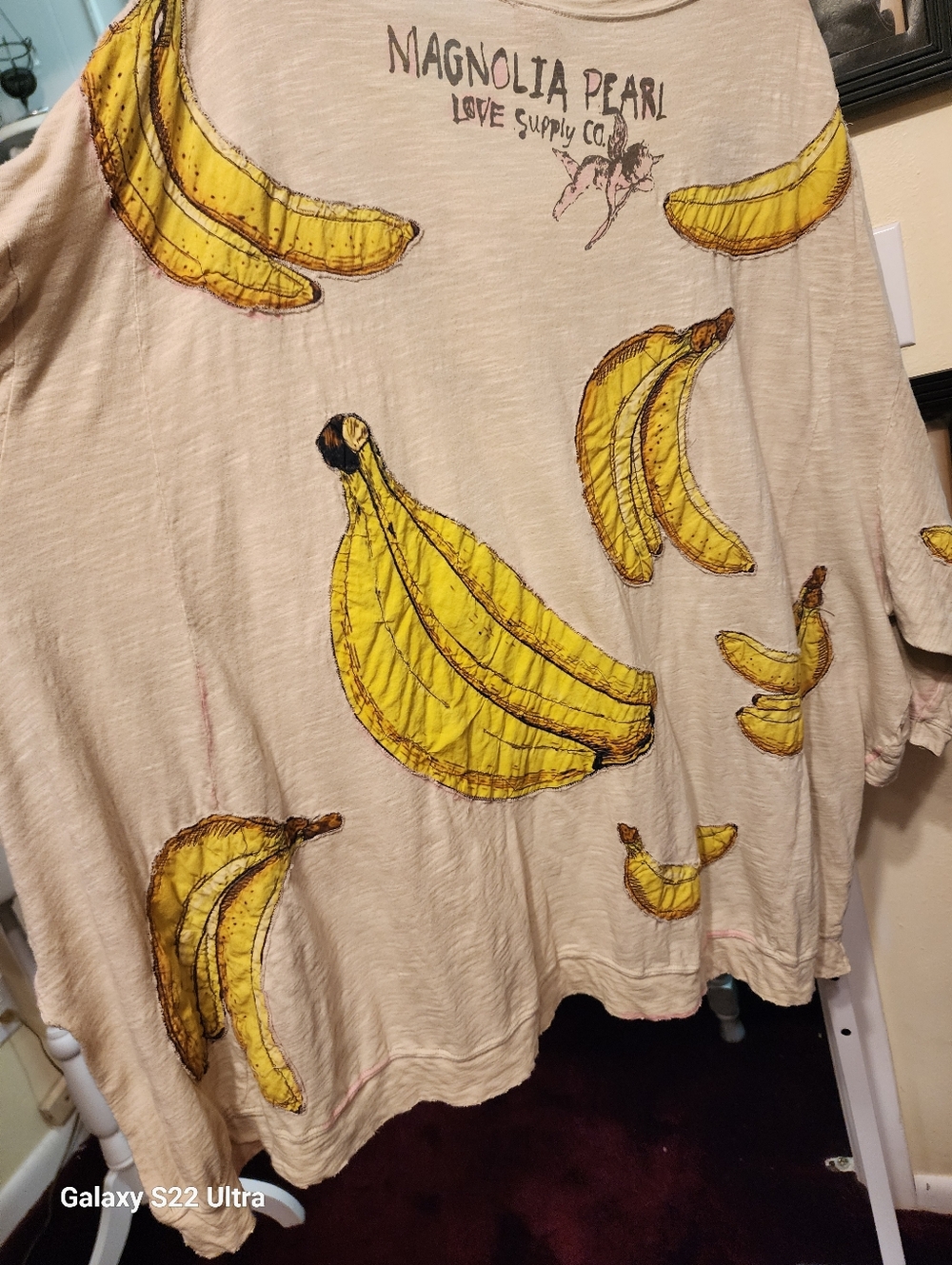 Magnolia Pearl Exclusive Piece. Banana Print Oversized Top - Yellow on Cream - Picture 4 of 4